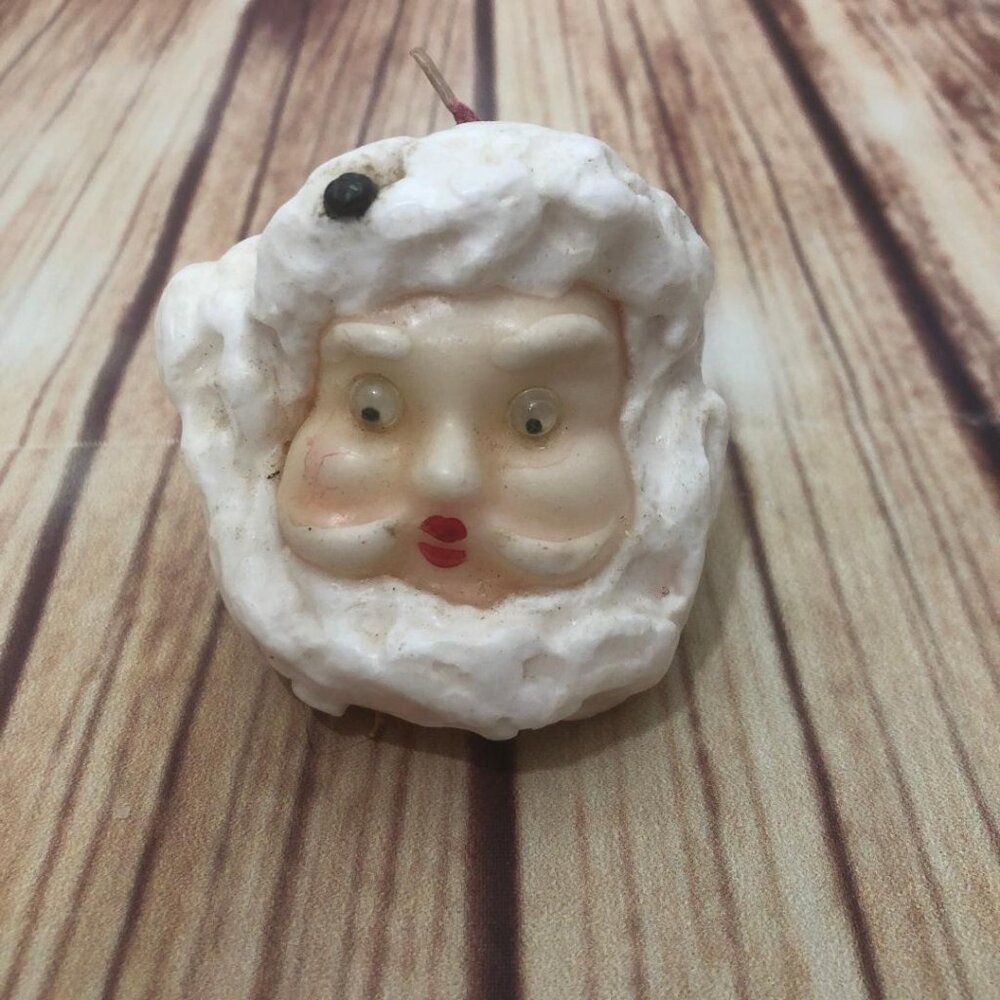 Vintage Santa Head Candle Christmas Candle Unburnt with Moving Googly Eyes